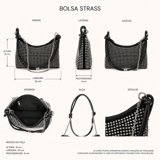 Bolsa Strass Preta