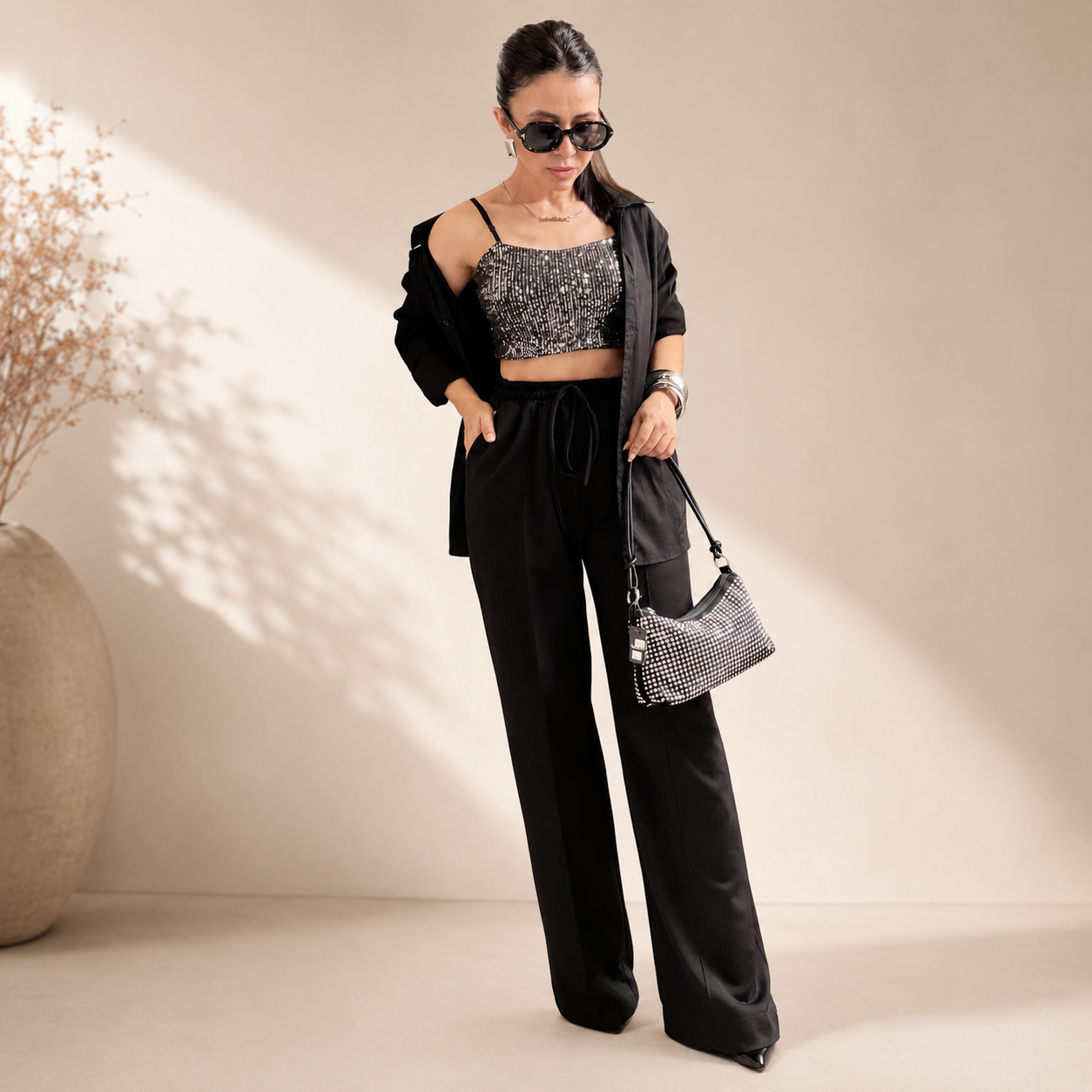 Cropped Shine Preto