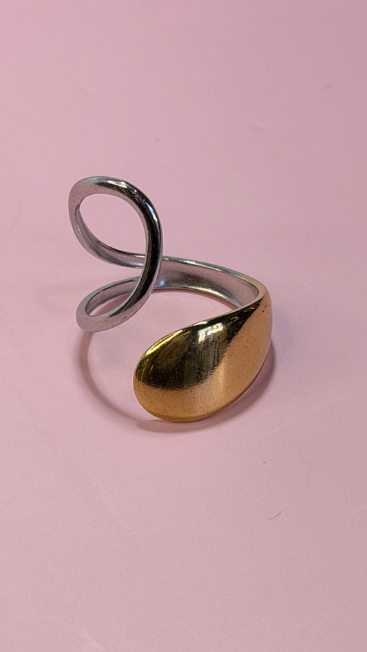 Anel Escultural Bicolor