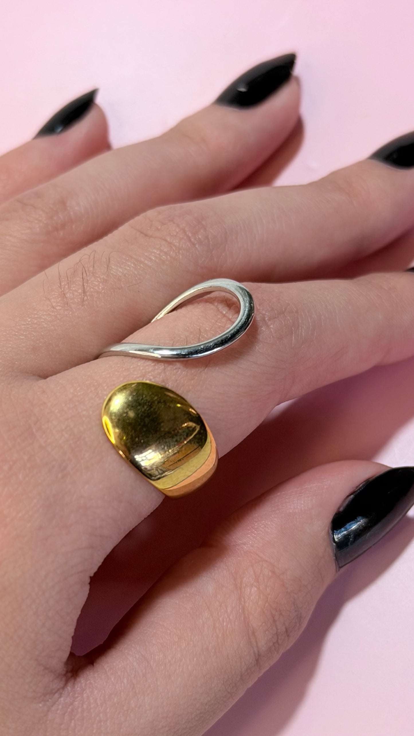 Anel Escultural Bicolor