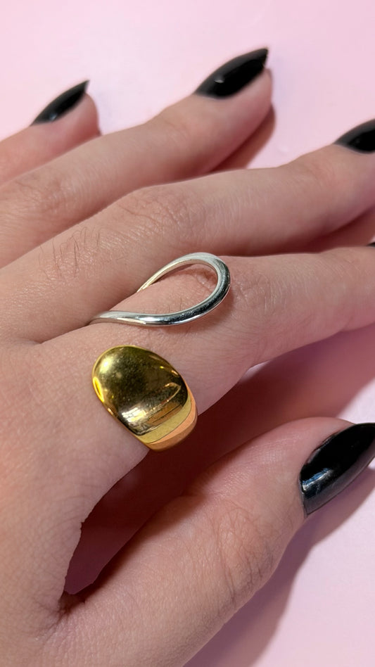 Anel Escultural Bicolor