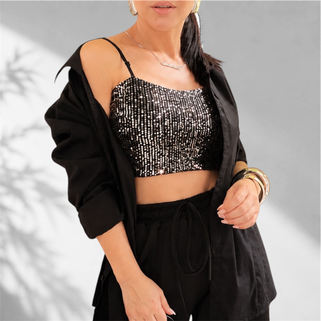 Cropped Shine Preto