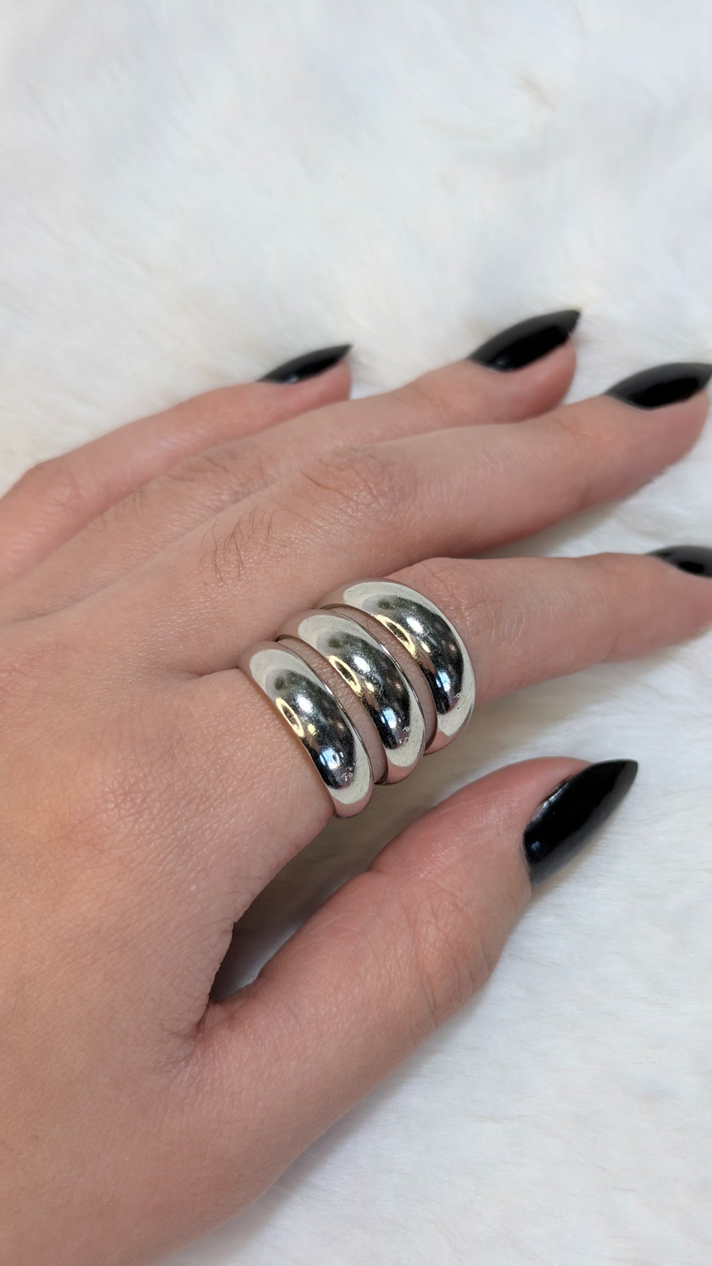 Anel Triplo Prateado Grosso