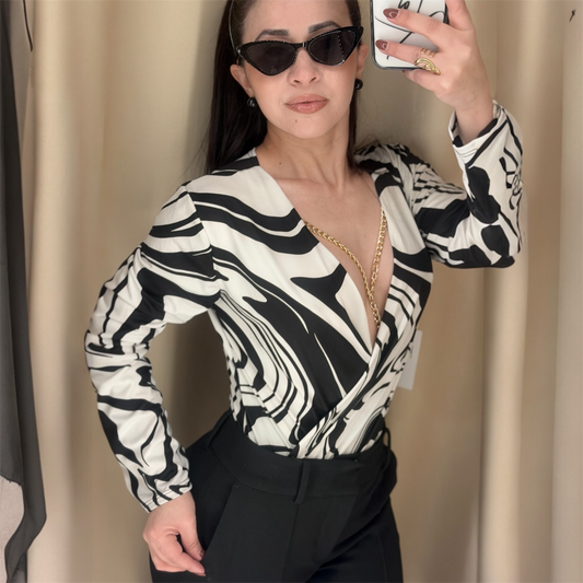 Body Transpassado Zebra Chic