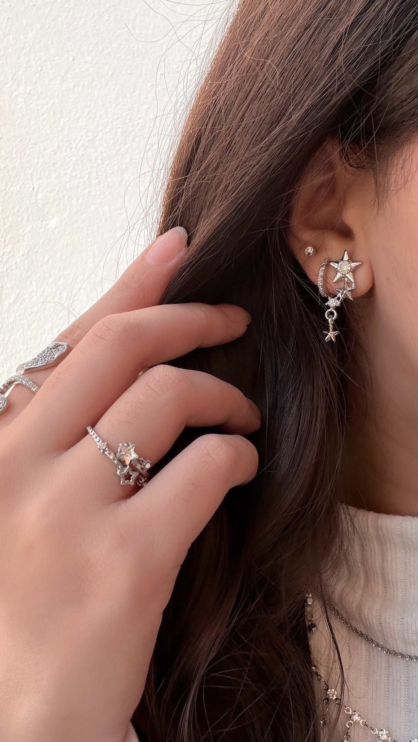 Brincos Estrelas Caindo - Prata