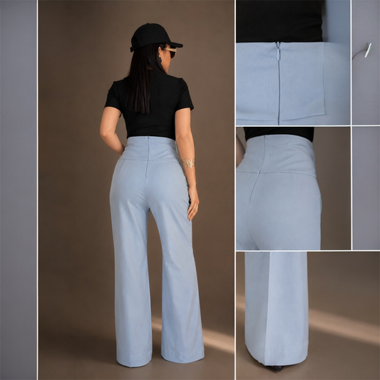 Calça de Alfaiataria com Faixa e Fivela Dourada