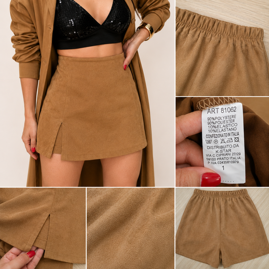 Saia Shorts Camurça Caramelo