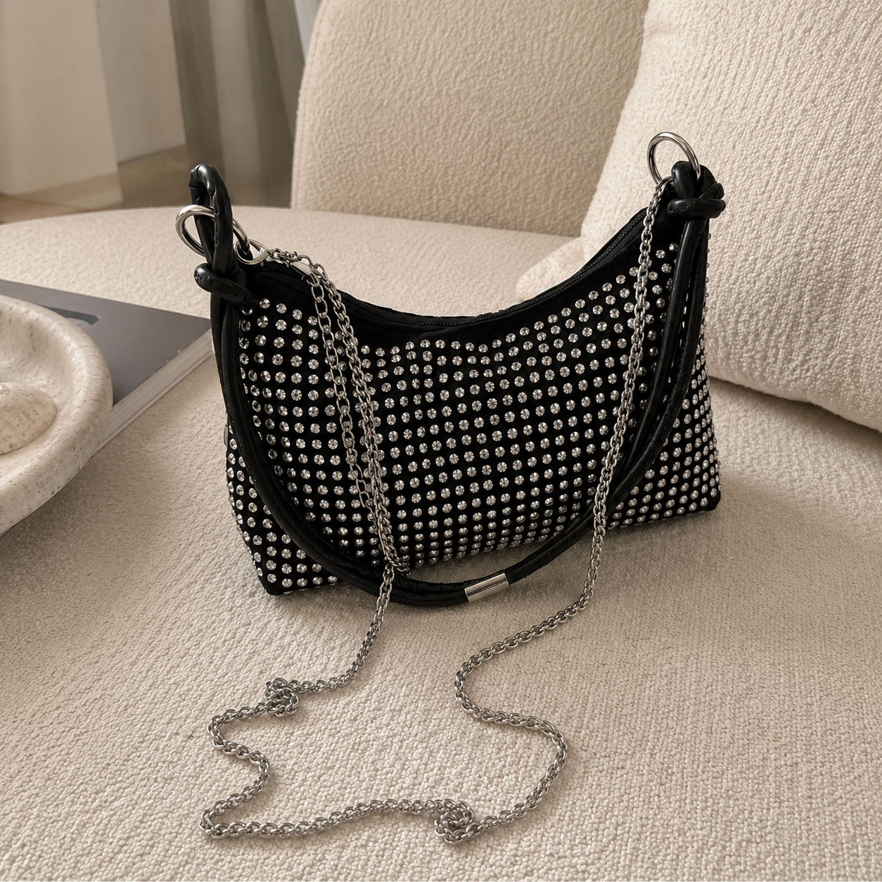 Bolsa Strass Preta