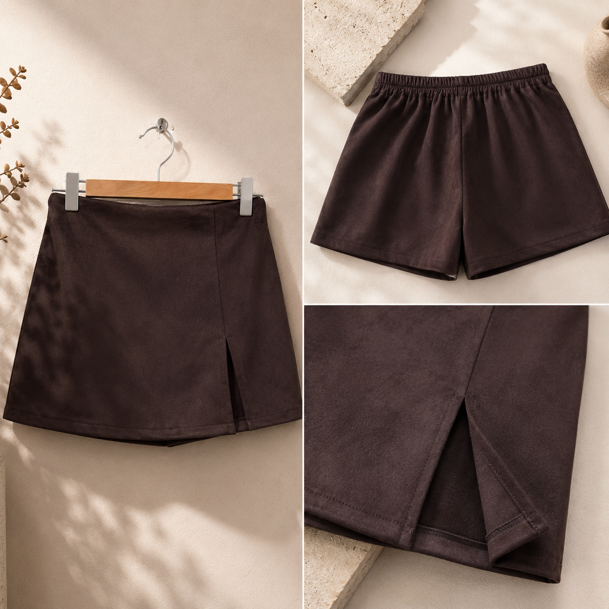 Saia Shorts Camurça