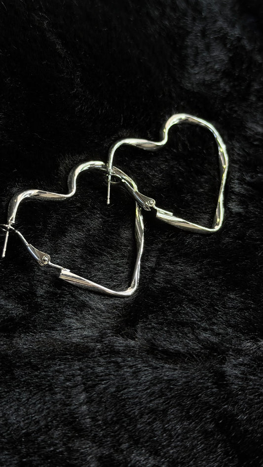Brincos Coração Grande - Prata