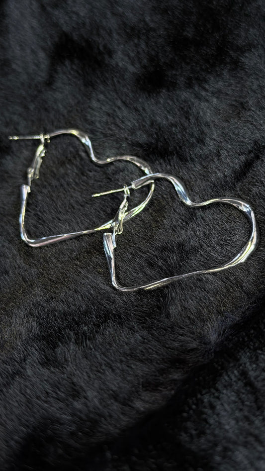 Brincos Coração Grande - Prata